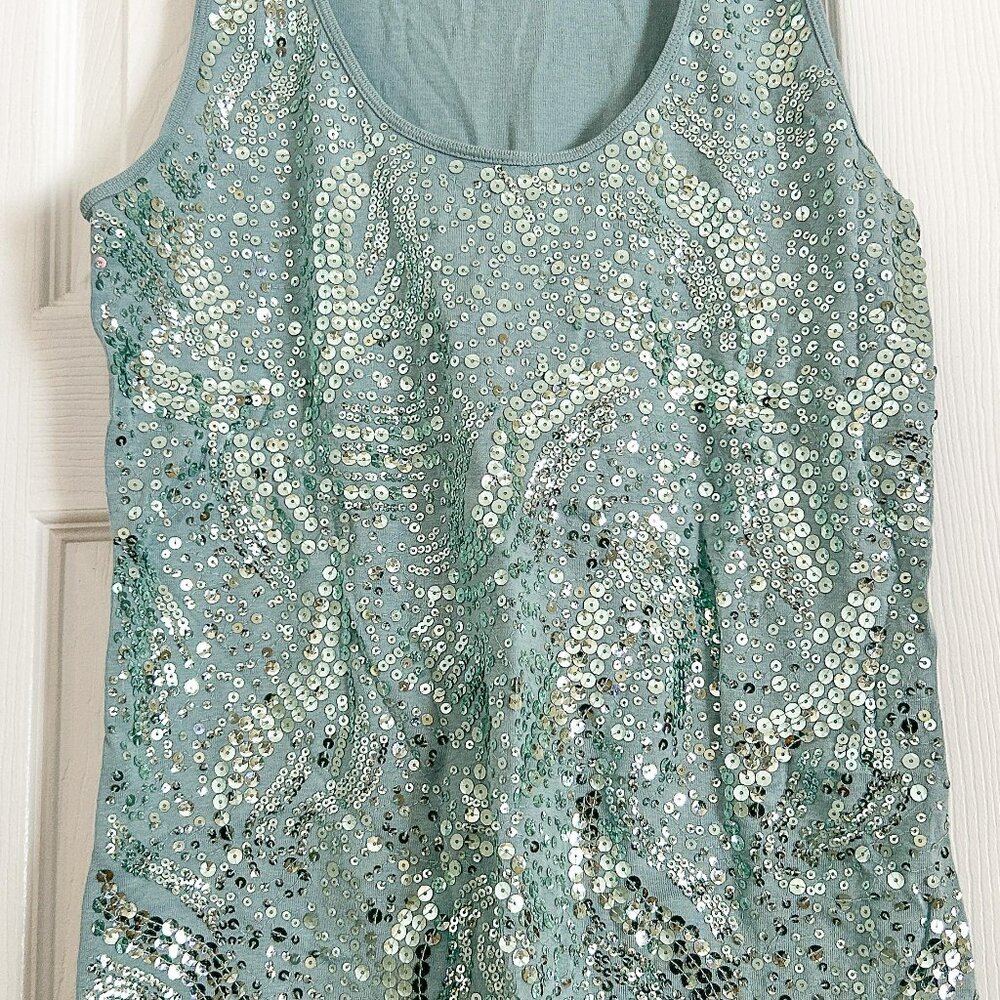 Seafoam Green Women's Sequin Tank XL